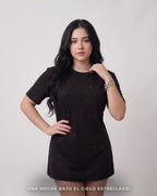 VESTIDO NEGRO DE PEDRERÍA LUSIAN | REF.1170